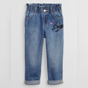NWT Gap Disney Minnie Mouse Embroidered Paperbag Mom Jeans Girls 3/3T